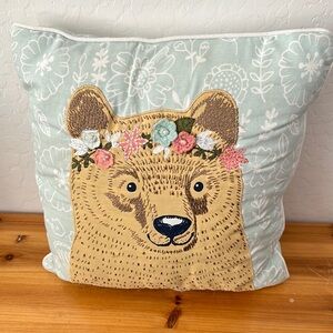 Floral Bear Decorative Pillow